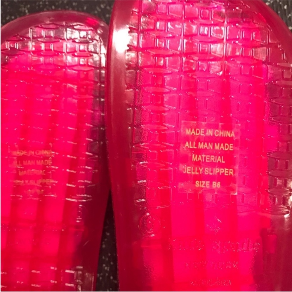 kate spade Pink Clear Jelly Slide Sandals with Black & White Polka Dot Insole - Picture 9 of 11